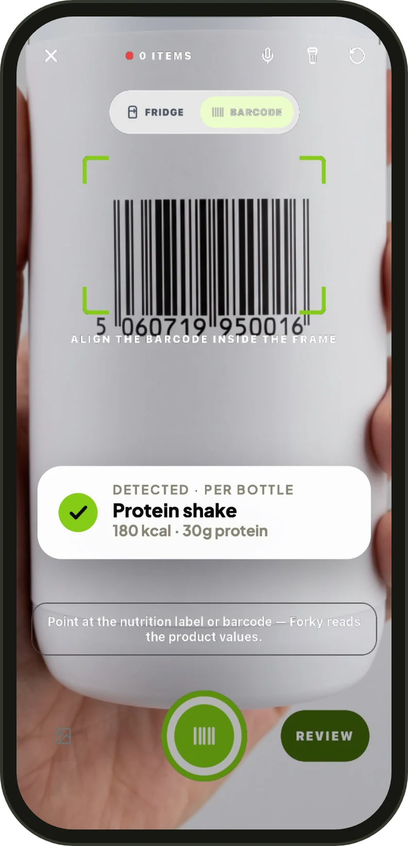 Packaged food? Scan the barcode.