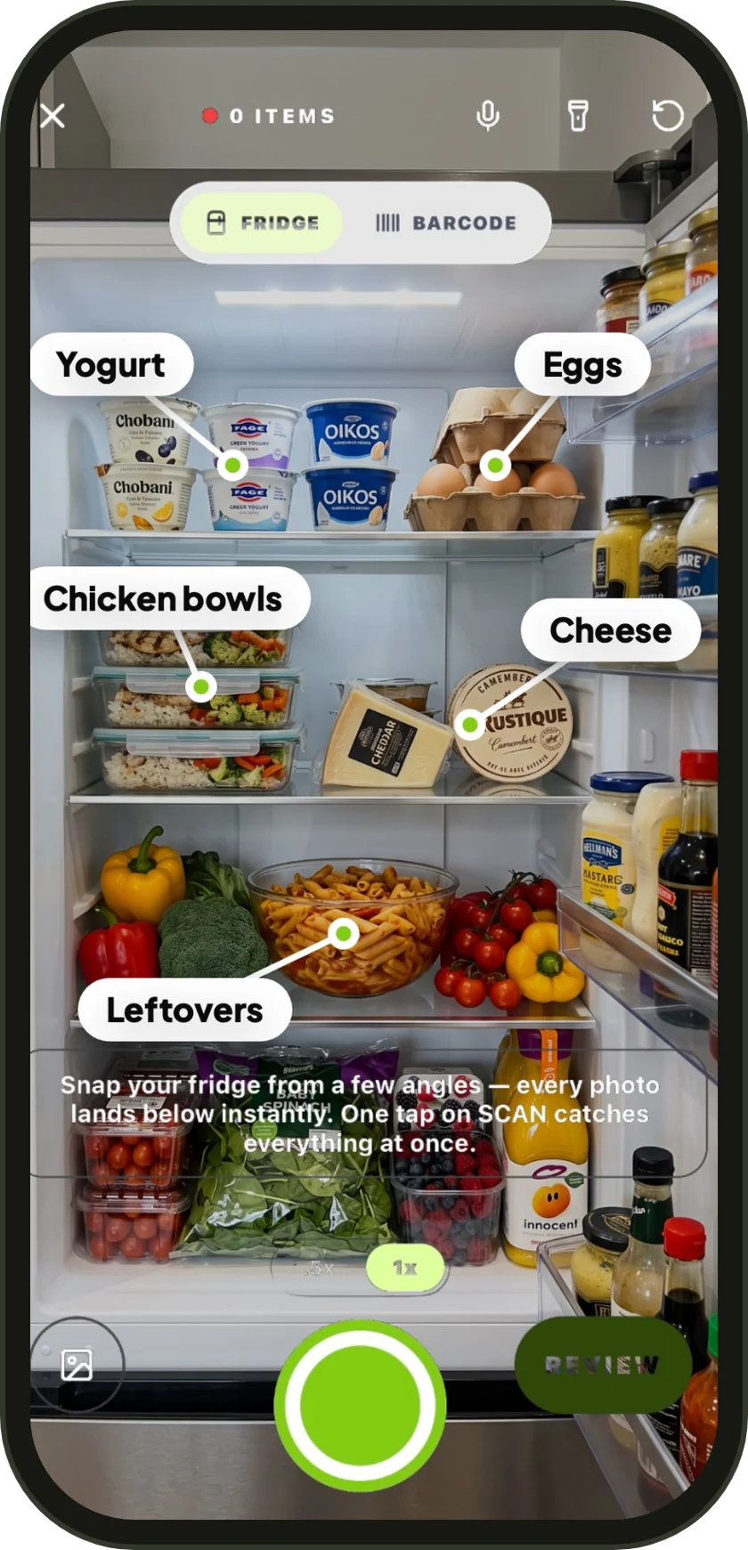 Scan your fridge. Cook what's there.