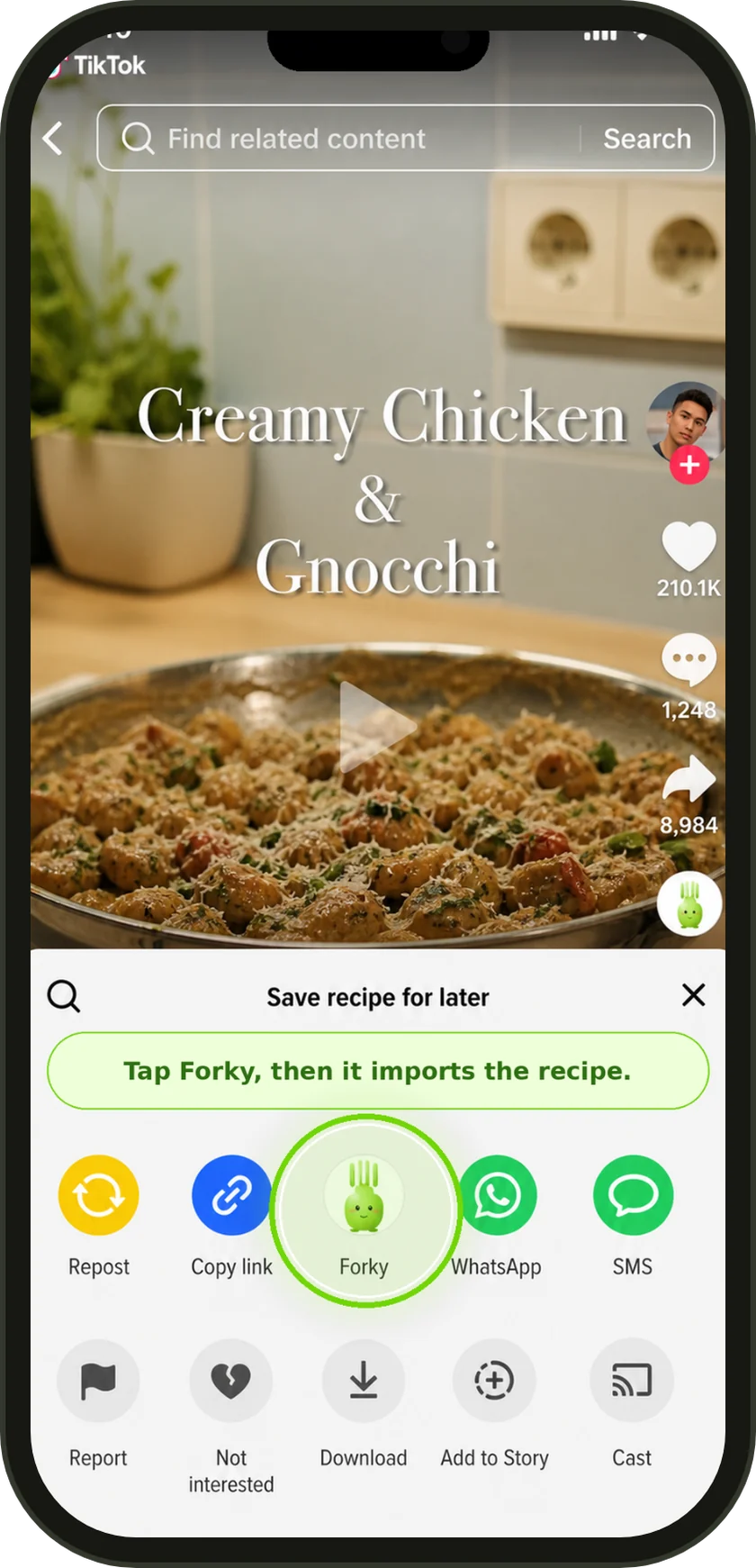 Import recipes. From TikTok, in one tap.